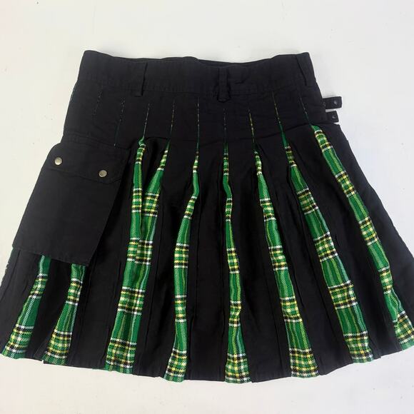 Tartan Green Plaid Pleated Hybrid Utility Kilt Sz XL - Picture 7 of 9